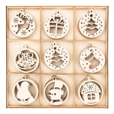 Abbildung von Ideen mit Herz Streu Deko aus Holz Motive Baumschmuck Tisch Inklusive Box 8 versch. Designs, 7X 7 Stück, 1x 14 Stück 63 teilig