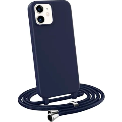 Abbildung von MyGadget Handykette für iPhone 12 Mini [ Hülle mit verstellbaren Band ] TPU Handyhülle Handyband zum Umhängen Kordel Schnur Case Schutzhülle Dunkel Blau