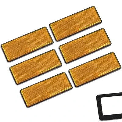 Abbildung von AOHEWEI 6 x Rückstrahler Selbstklebend Gelb Seitenstrahler Katzenaugen Reflektoren Rechteckig zum Aufkleben Sicherheit hinten Reflektierend für Zaunpfosten Anhänger Wohnwagen ECE zulassung