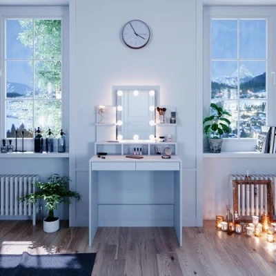 Abbildung von Vicco Schminktisch Ania, Weiß, 80 cm mit LED Beleuchtung