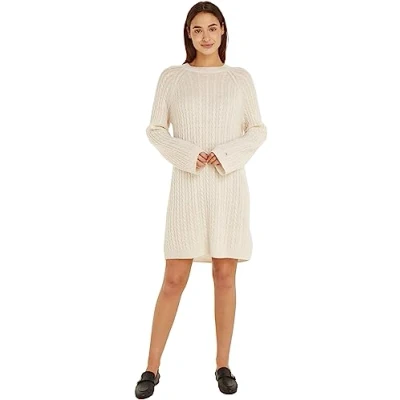 Abbildung von Tommy Hilfiger SOFT AO Cable CNK Strickkleid, Damen, Größe: XL, Cashmere creme
