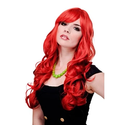 Abbildung von WIG ME UP 285 137 Damen Perücke große kräftige Locken, welligem Haar mit glattem Pony Rot Knallrot Mix ca. 65 cm