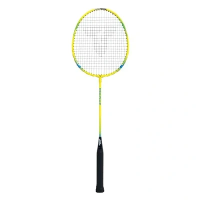 Abbildung von Talbot Torro Badmintonschläger Attacker, Federballschläger für Einsteiger aus gehärtetem Stahl mit klassischer Kopfform, Farbe: Gelb Blau, 429806