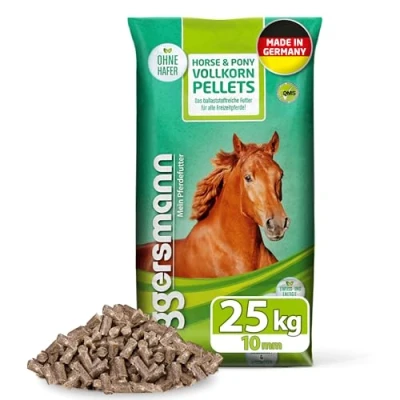 Abbildung von Eggersmann Mein Pferdefutter Horse &amp; Pony Vollkorn Pellets 10 mm 25 kg Ergänzungsfutter für Freizeitpferde Ideal als alleiniges Krippenfutter Eiweißreduziertes ohne Hafer