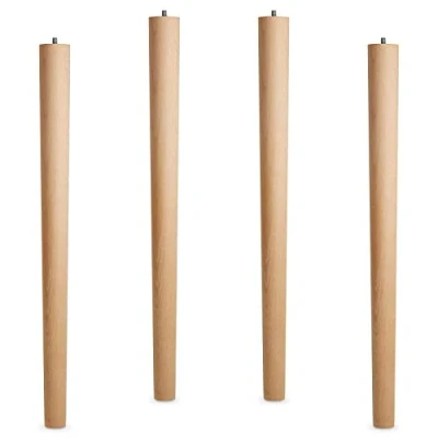 Abbildung von 4er Set Tischbeine Buche roh H 710 mm/Ø 60/40 mm mit Gewindestift M10 Ideal für Küchen &amp; Ess Tische/Tischfüße Holz Möbelfüße von SO TECH®