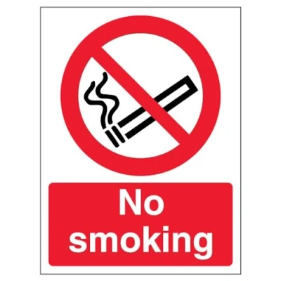 Abbildung von vsafety 57034 an s &quot;No Smoking&quot; Verbot Zeichen, selbstklebend, Hochformat, 150 mm x 200 mm, schwarz/rot