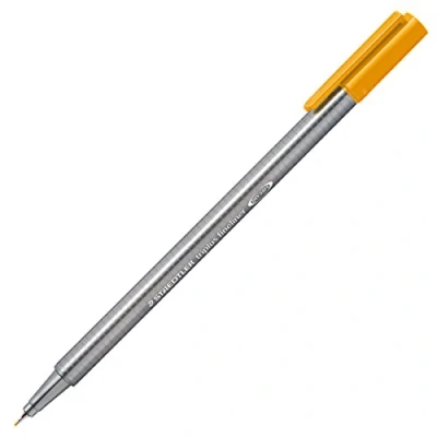 Abbildung von STAEDTLER 334 16 Fineliner triplus Dreikantschaft im Kartonetui, metallgefasste Spitze, circa 0,3 mm, 10 Stück, Goldocker
