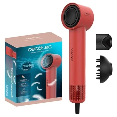 Abbildung von Cecotec Haartrockner Ionicare Rockstar Style Red, sehr kompakter und leichter Haartrockner, Motor 1500W 110.000 U/min, Ionengenerator, 4 Temperaturen, 3 Geschwindigkeiten, leise: Brushless Technologie