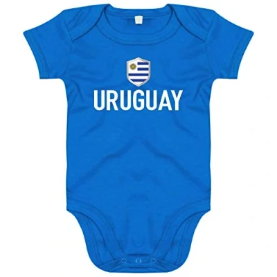 Abbildung von FanShirts4u Länder Baby Body URUGUAY inkl. Druck Name &amp; Nummer WM Trikot (12 18 Monate, Blau/URUGUAY)