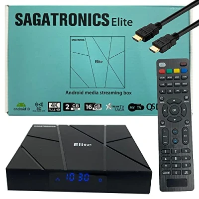 Abbildung von Sagatronics Elite 4K Android 10 OTT Streamer Multimedia 2GB RAM 16GB Flash WiFi Schwarz