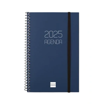 Abbildung von Finocam Spiralkalender, blickdicht, 2025, Woche auf 1 Seite, horizontale Darstellung Januar 2025 Dezember (12 Monate), Französisch Blau