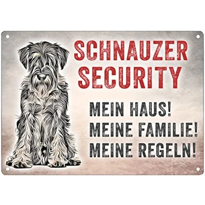 Abbildung von Cadouri Hunde Warnschild Schnauzer Security┊wetterfestes Türschild mit Hundemotiv 28 x 20 cm