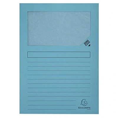 Abbildung von Exacompta 50252E 25er Pack Fenstermappen Super PEFC zertifiziert Karton 160g/m² praktisch und robust für DIN A4 hellblau Dokumentenmappe Einschlagmappe