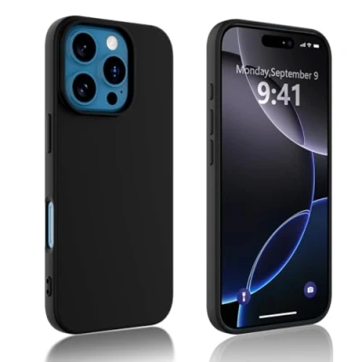 Abbildung von Ruayia Hülle Kompatibel mit iPhone 16 Pro, Handyhülle Silikon Stoßfest, Schutzhülle für Pro Schutz Anti Kratzt Rückseite Case Schwarz