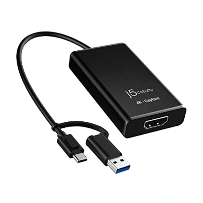 Abbildung von j5create 4K HDMI Video Capture Karte, DSLR Cam Link, Game Adapter für Live, Broadcasting, Streaming, Videokonferenz Unterstützung 4K30, 2K60, 1080p120 (JVA11)
