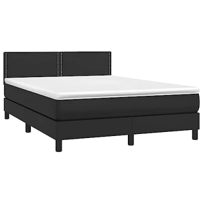 Abbildung von vidaXL Boxspringbett mit Matratze LED Kunstlederbett Doppelbett Polsterbett Bett Bettgestell Bettrahmen Lattenrost Schlafzimmerbett Hotelbett Schwarz 140x200cm