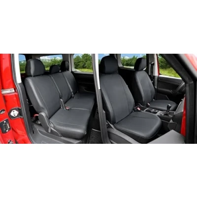 Abbildung von Z4L Kunstleder Sitzbezüge passgenau VIP Serie geeignet für Caddy (ab 2020) Kompltes Set (5 Sitze) Auositzbezüge, Farbe Schwarz