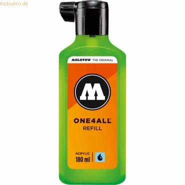 Abbildung von Molotow ONE4ALL Refill Acryl, Farbe 219 neon grün floureszierend 180 ml, Nachfülltinte für Permanentmarker
