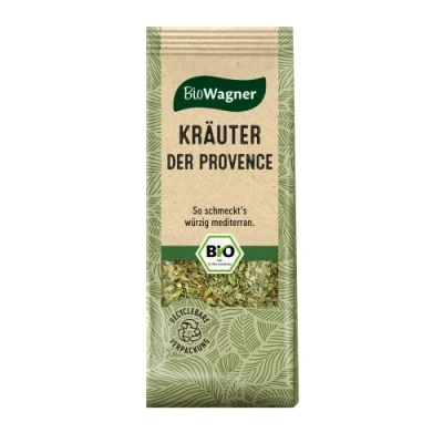 Abbildung von BioWagner Bio Kräuter der Provence verfeinert französische Gerichte naturbelassene Zutaten recyclebare Verpackung 20 g