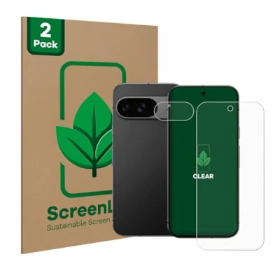 Abbildung von ScreenLeaf (2 Stück Schutzfolie für Google Pixel 9 (Display+Kamera) [nachhaltiger Displayschutz, Folie, transparent, kratzfest]