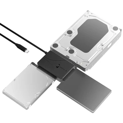 Abbildung von SABRENT USB Typ C zu SSD SATA IDE 2,5 / 3,5 5,25 Zoll Festplattenkonverter (USB DS12)