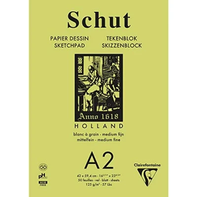 Abbildung von Clairefontaine SCH11802C Skizzenblock Shut Papier &quot;petit grain&quot; 125g, 50 Blatt 42x59,4 cm, Weiß