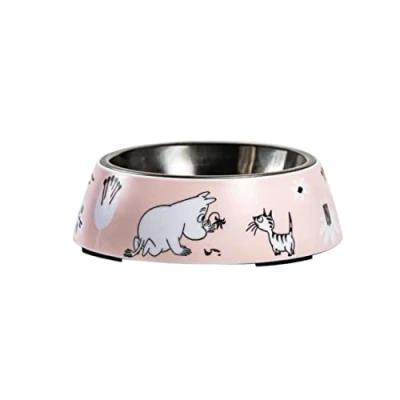 Abbildung von Muurla Futternapf Mumins Emaille, Edelstahl Farbe: rosa (ØxH): 14 x 4,5 cm Größe S