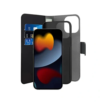 Abbildung von Puro Bookstyle Handyhülle;2in1;Abnehmbare Hülle;Kunstleder Kompatibel mit iPhone 13 Pro Magnetverschluss;3 Kartenfächer Schwarz