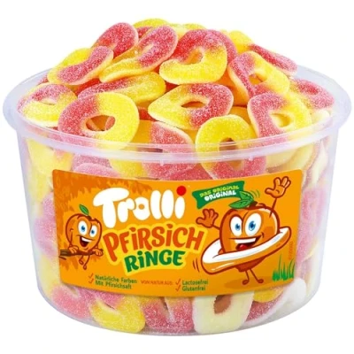 Abbildung von Trolli Dosen Diverse Sets 1er 2er 3er 4er Set Büro Party Mischpaket Grosspackung 1x Pfirsich Ringe &amp; 1xHLKauf Block
