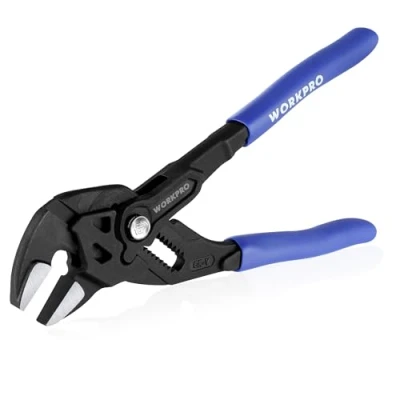 Abbildung von WORKPRO Zangenschlüssel 180 mm, Greift bis 40 Verstellbare Rillengelenkzange ohne Zähne, Hochwertiger Cr V Stahl, Paralleles Backendesign mit Doppelten Arbeitssparenden Griffen
