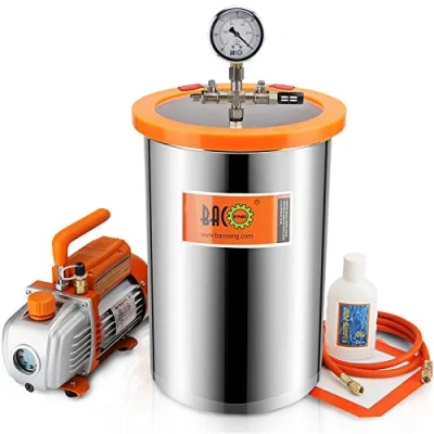 Abbildung von BACOENG 19 L Vakuumkammer mit 3CFM Einstufige Vakuumpumpe Unterdruckpumpe Manometer HVAC
