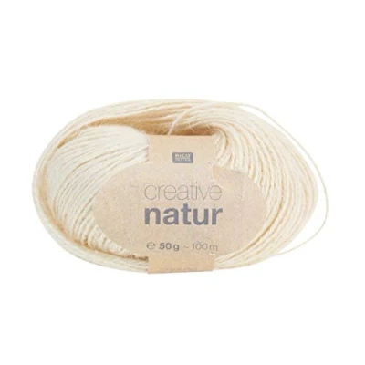 Abbildung von Rico Wolle Wollgarn Creative Natur 50 g Hanf Stricken Häkeln DIY basteln Creme