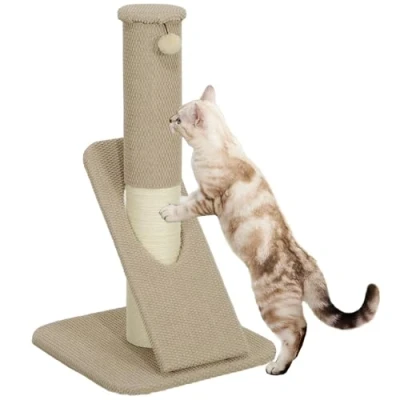 Abbildung von PawHut Kratzbaum 84cm, Sisal Katzenkratzbaum mit Spielball, Katzen Kratzmöbel, Indoor, Cremeweiß