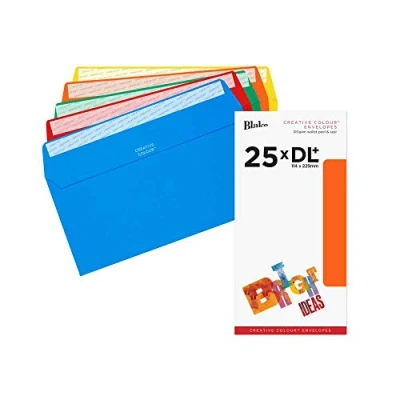 Abbildung von Blake Colour 25123 Farbige Briefumschläge Haftklebung Sortierte leuchtende Farben DL+ 114 x 229 mm 120g/m² 25 Stück