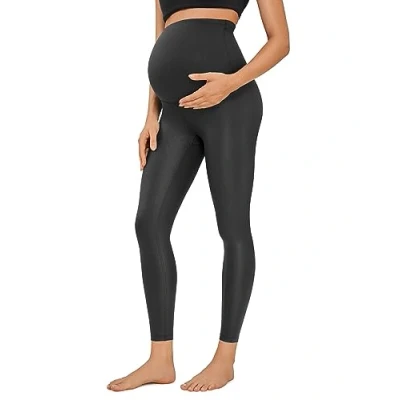 Abbildung von CRZ Yoga Damen Butterluxe Umstandsleggings 64cm Skinny Umstandshose High Waist Schwangerschaft Leggins Schwarzer Klassiker 44