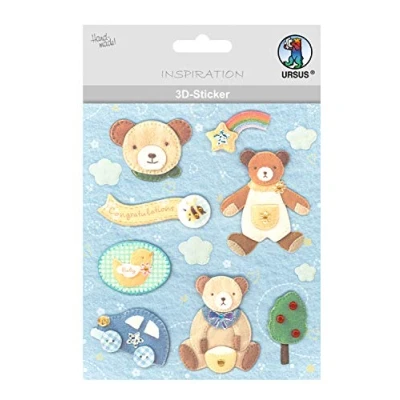 Abbildung von Ursus 56420062 3D Sticker Baby, bestehend aus mehreren Ebenen, verschiedenen hochwertigen Materialien, selbstklebend, ideal zum Verzieren von Grußkarten und Geschenken, Motiv 62