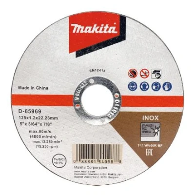 Abbildung von Makita Trennschleifscheibe Edelstahl D 65969 12, 125 x 1.0 mm, 12 Stück,