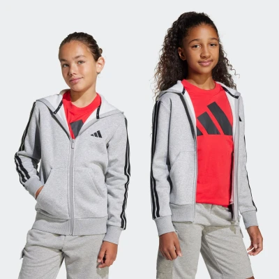 Abbildung von adidas Unisex Kinder Essentials Full Zip Hoodie Hooded Sweatshirt, medium Grey Heather/Black,
