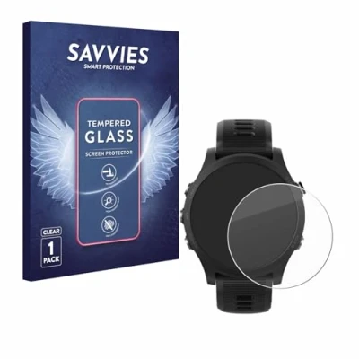 Abbildung von Savvies Panzer Schutz Glas für Garmin Forerunner 935 9H Hartglas, Anti Fingerprint, Displayschutz