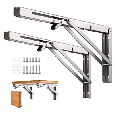 Abbildung von Professionelle Klappkonsole Schwerlast, 300mm Edelstahl Tisch Klappregalhalterungen Klappträger Regalträger für Bänke und Regale