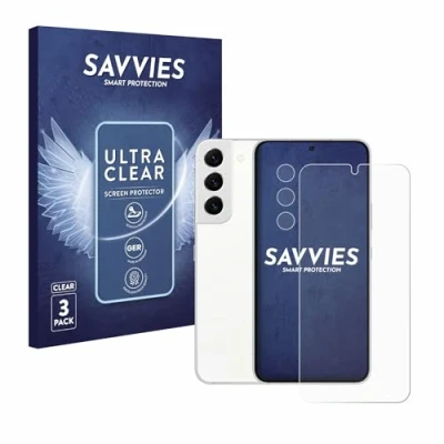 Abbildung von Savvies 6 Stück Schutzfolie für Samsung Galaxy S22 Enterprise Edition (Display+Kamera) Displayschutz Folie Ultra Transparent