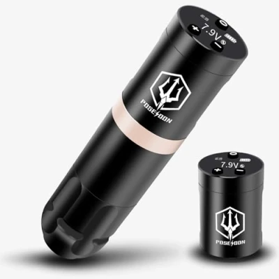 Abbildung von POSEIDON Akku Tattoo Stift mit extra 1500mAh Kapazität Wireless Power Maschine Japan Coreless Motor Digital LED Display Ausrüstung Versorgung für Profis und Anfänger