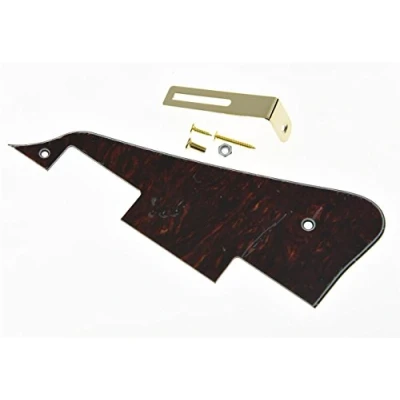 Abbildung von KAISH Gitarren Pickguard für Epiphone Les Paul mit goldfarbener Halterung, Rot/Schwarz