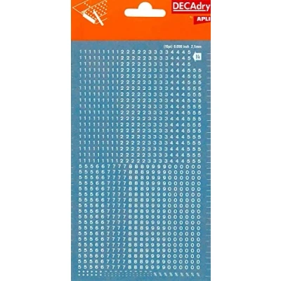 Abbildung von Buchstaben und Zahlen übertragbar, schwarz. 2,5 mm weiß