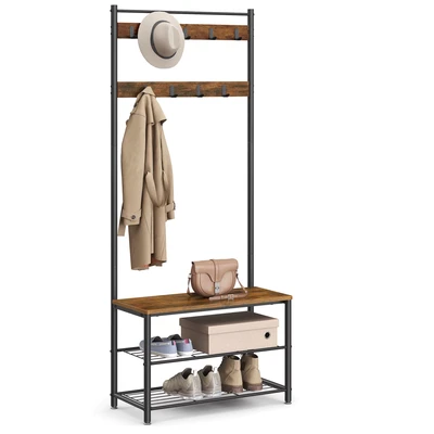 Abbildung von VASAGLE Garderobenständer Garderobe, mit Sitzfläche, 3 Ablagen