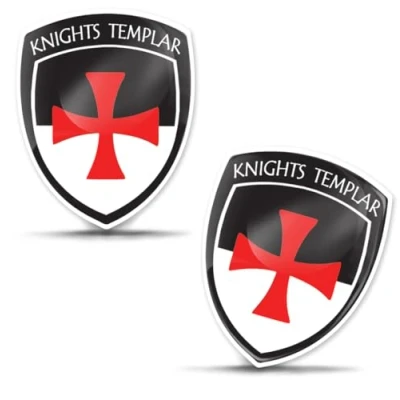 Abbildung von Biomar Labs 2 x 3D gewölbte Silikon Aufkleber Tempelritter Flagge Kreuzzüge Banner Emblem Auto Motorrad Helm F 169 Neu