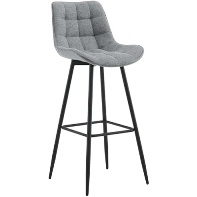 Abbildung von CLP Barhocker Dartford I Gepolsterter Barstuhl Tresenhocker mit Metall Gestell und Rückenlehne, Farbe:grau, Material:Stoff