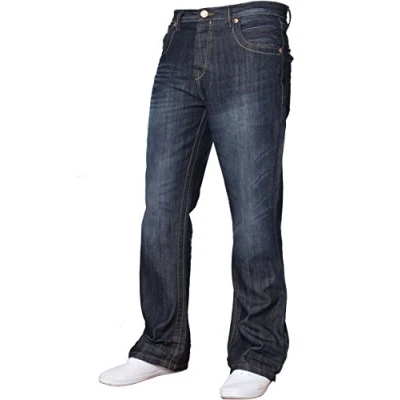 Abbildung von Herren Jeans, Bootcut Schnitt, ausgestelltes Bein, weit, blaue Denim Jeans Gr. 44W x 30L, Dark Wash A31