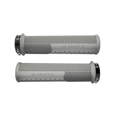 Abbildung von Peaty&#039;s Monarch Grips Grau/Rändel/Dünn Rennkontrolle, langlebig, ergonomische Fingerstangen, Komfort Daumenpolster, ganztägiges Reiten, Allwetter &amp; Gelände, MTB Enduro Downhill E Bike Mountainbike