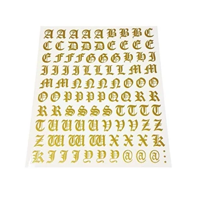 Abbildung von Buchstaben Set, Aufkleber, Gothic, Gold